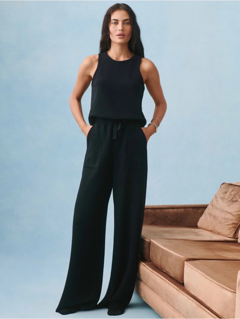 SPANX AirEssentials Sleeveless Jumpsuit, Very Black